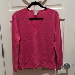 Pink V-Neck Cashmere Sweater